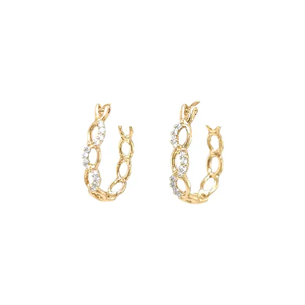 Gold Earrings with Zircons