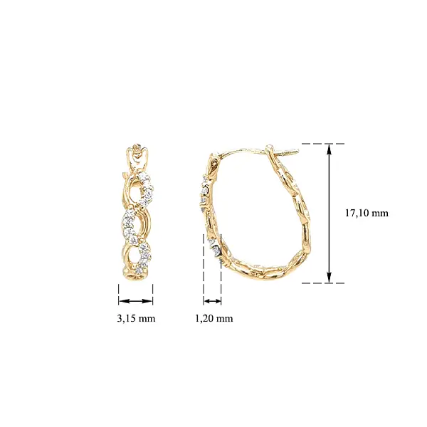 Gold Earrings with Zircons