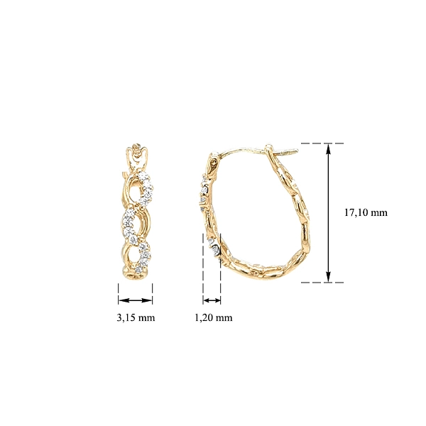 Gold Earrings with Zircons