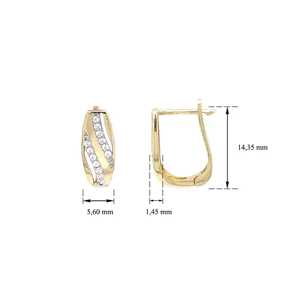 Gold Earrings with Zircons