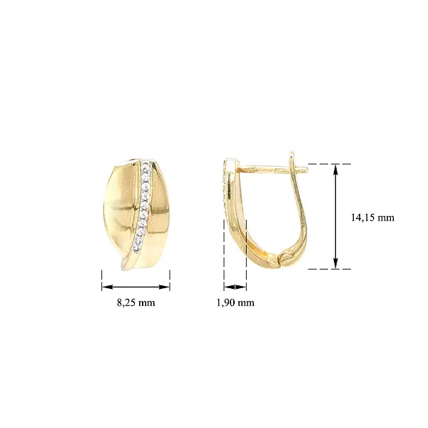 Gold Earrings with Zircons