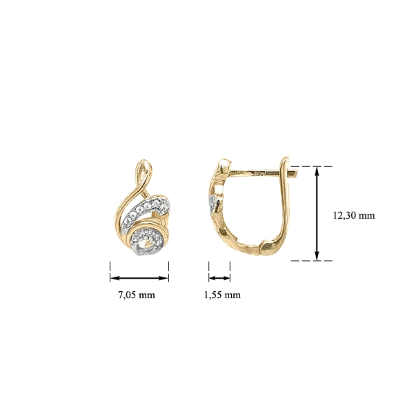 Gold Earrings with Zircons