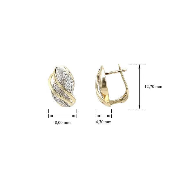 Gold Earrings with Zircons