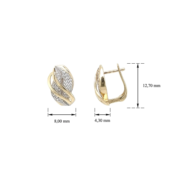 Gold Earrings with Zircons
