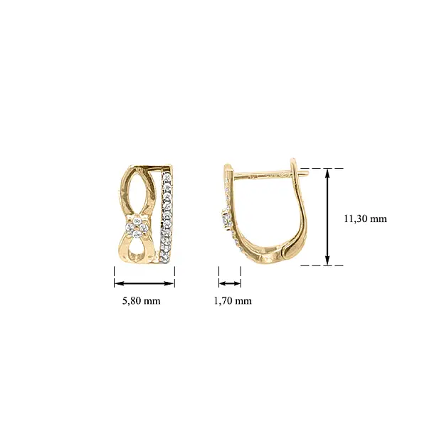 Gold Earrings with Zircons