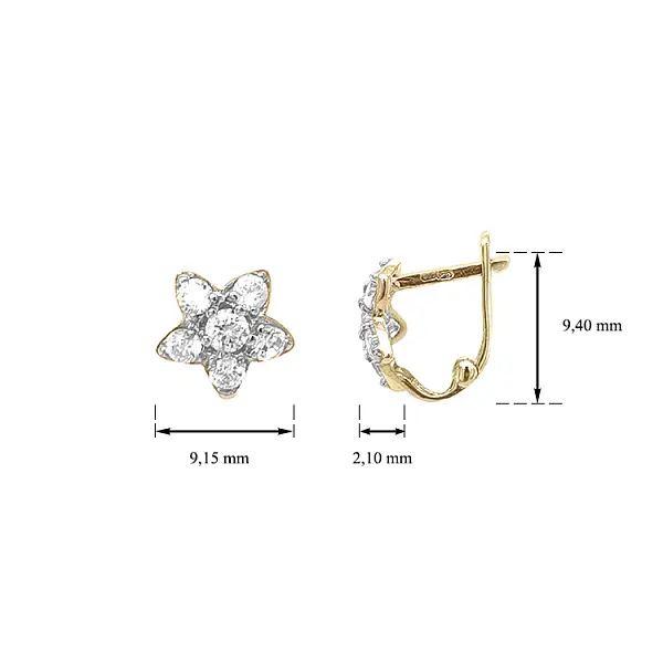 Gold Earrings with Zircons