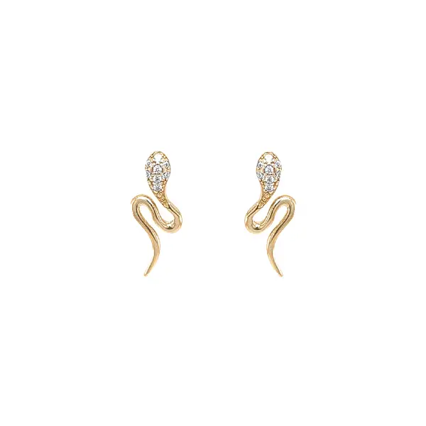 Gold Earrings with Zircons