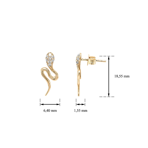 Gold Earrings with Zircons