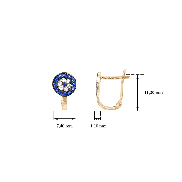 Gold Earrings with Zircons