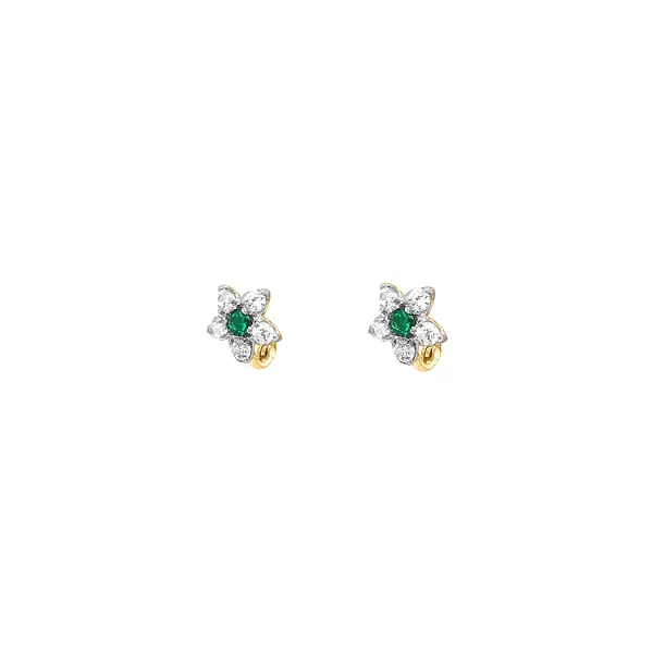 Gold Earrings Flowers with Zircons