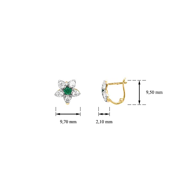 Gold Earrings Flowers with Zircons