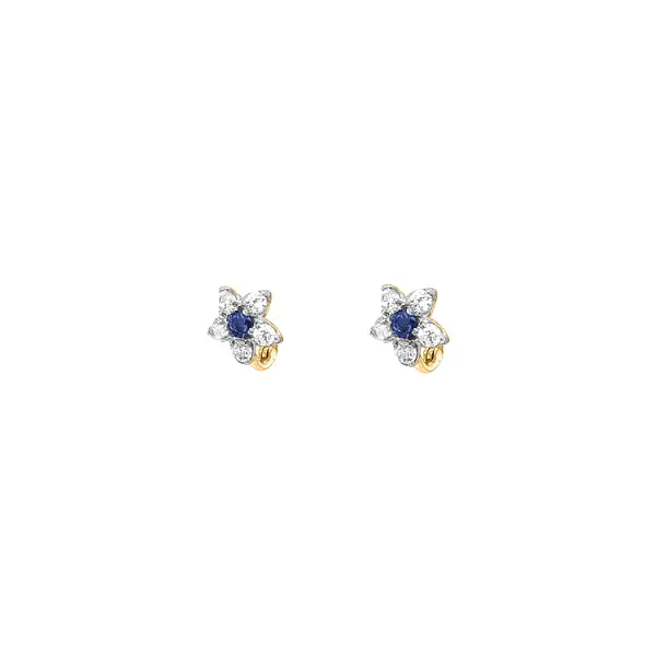 Gold Earrings Flowers with Zircons