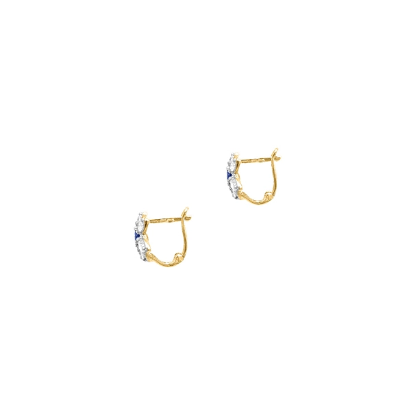 Gold Earrings Flowers with Zircons