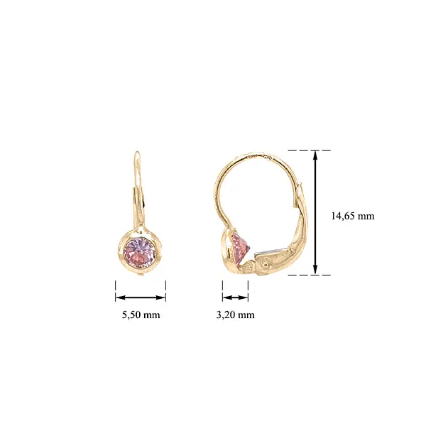 Gold Earrings with Zircons