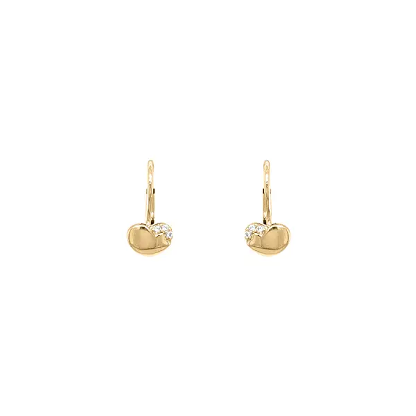 Gold Earrings Hearts with Zircons