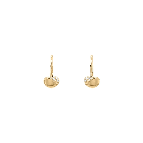 Gold Earrings Hearts with Zircons