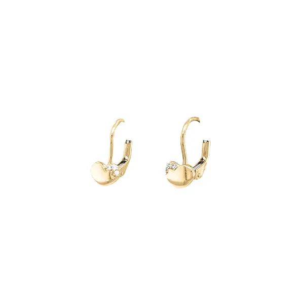 Gold Earrings Hearts with Zircons