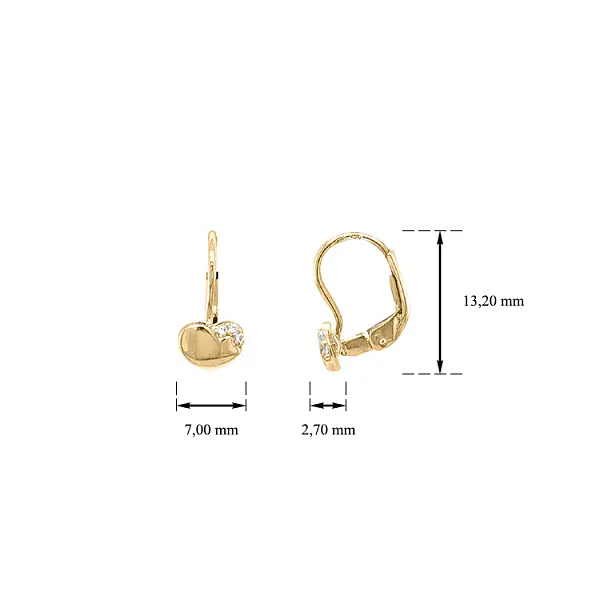 Gold Earrings Hearts with Zircons