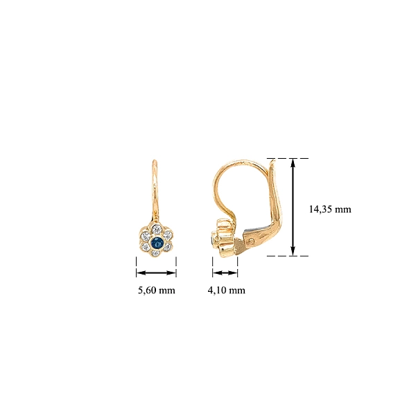 Gold Earrings with Zircons