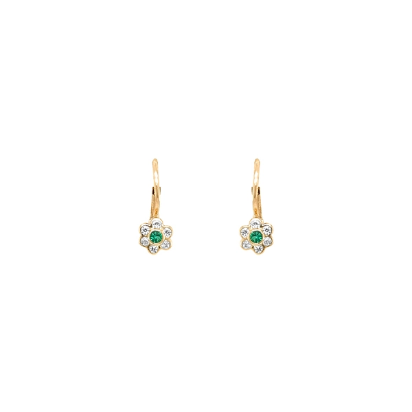 Gold Earrings Flowers with Zircons