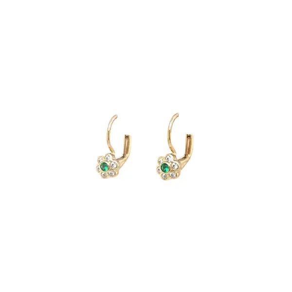 Gold Earrings Flowers with Zircons
