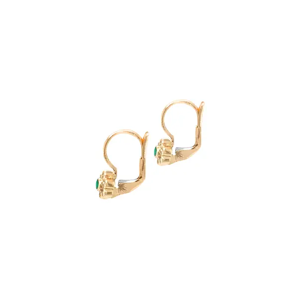 Gold Earrings Flowers with Zircons