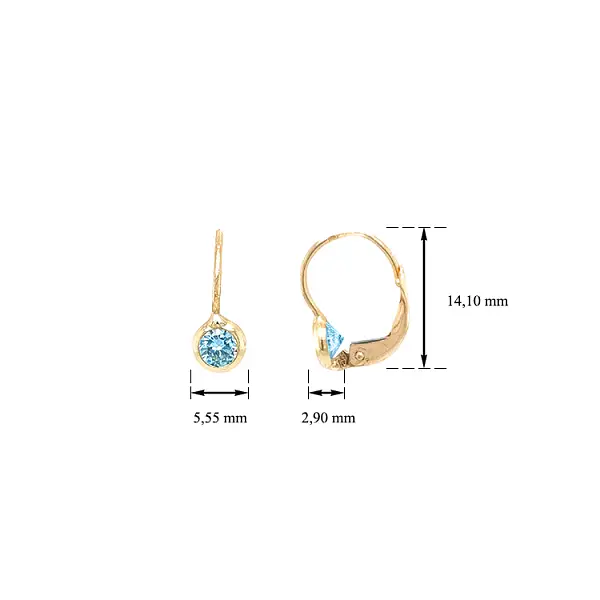 Gold Earrings with Zircons