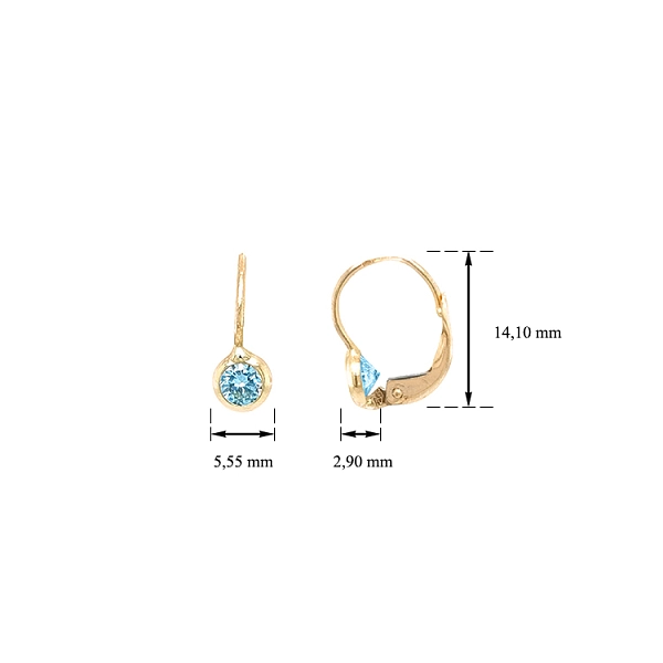 Gold Earrings with Zircons