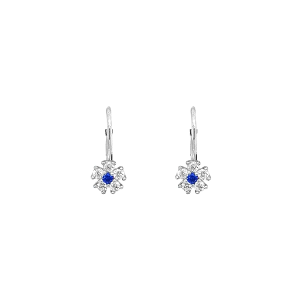 Gold Earrings Flowers with Zircons