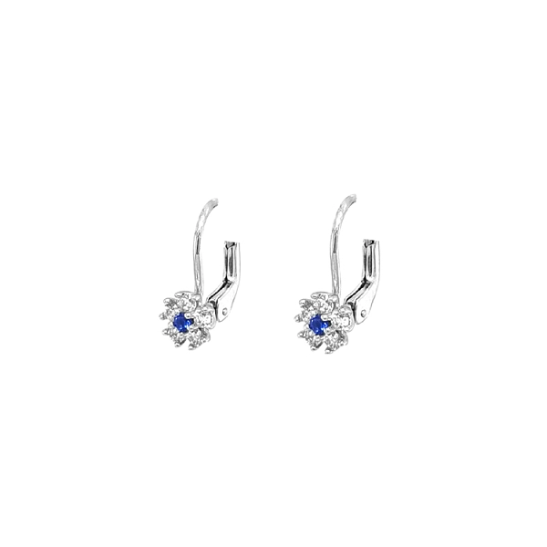 Gold Earrings Flowers with Zircons