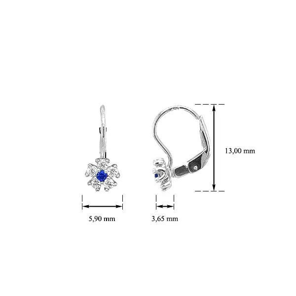 Gold Earrings Flowers with Zircons