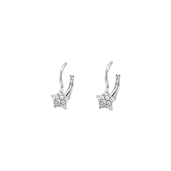 Gold Earrings Starfish with Zircons