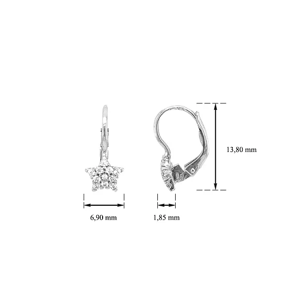 Gold Earrings Starfish with Zircons