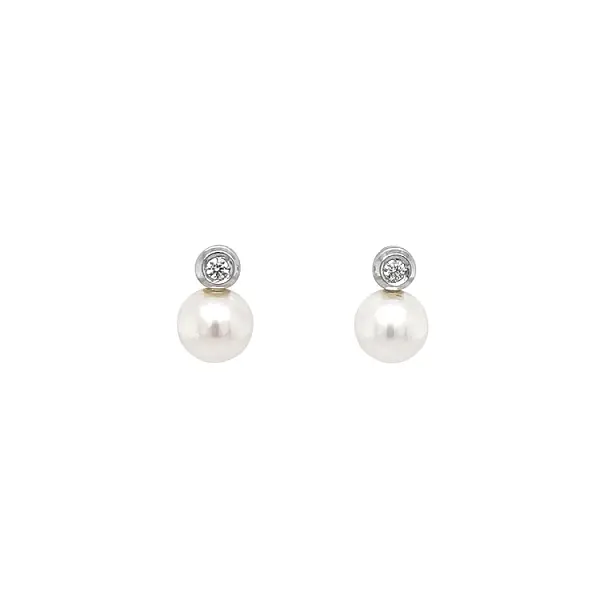 Gold Pecky Earrings with Pearl and Zirconia