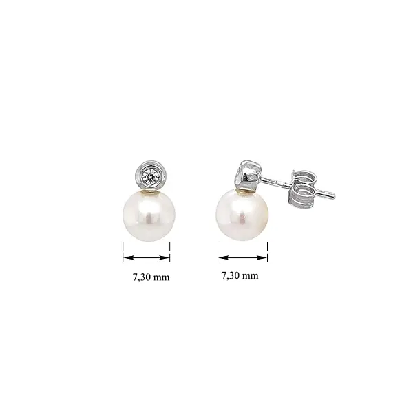 Gold Pecky Earrings with Pearl and Zirconia