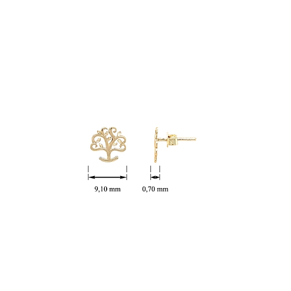Gold Earrings Tree of Life