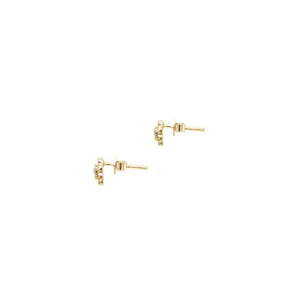 Gold Earrings Pecky Flowers with Zircons