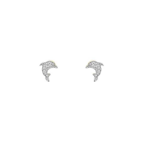Golden Dolphin Earrings with Zircones