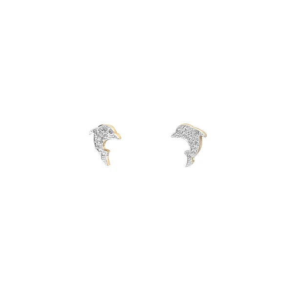 Golden Dolphin Earrings with Zircones