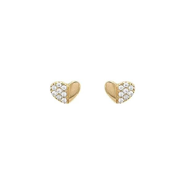 Gold Earrings Hearts with Zircons