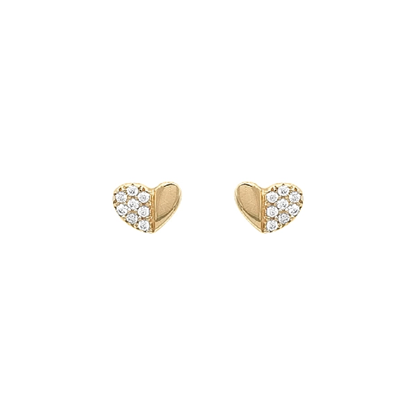 Gold Earrings Hearts with Zircons