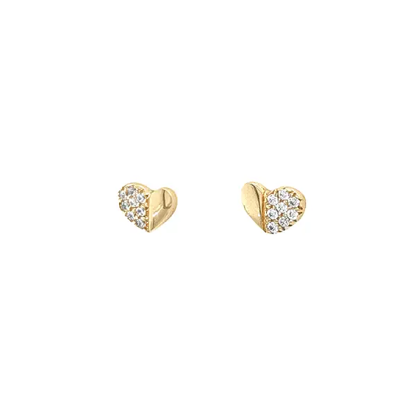 Gold Earrings Hearts with Zircons