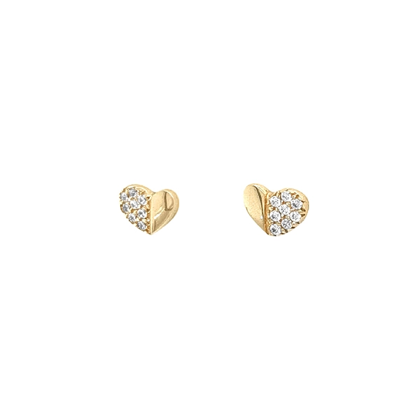 Gold Earrings Hearts with Zircons