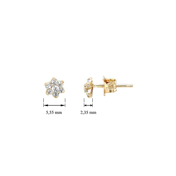 Gold Earrings with Zircons