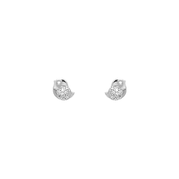 Gold Earrings Birds with Zircons