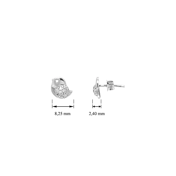 Gold Earrings Birds with Zircons