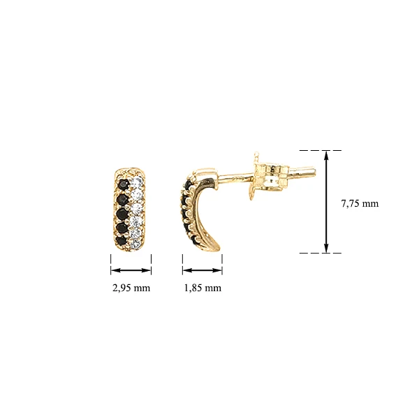 Gold Earrings with Zircons
