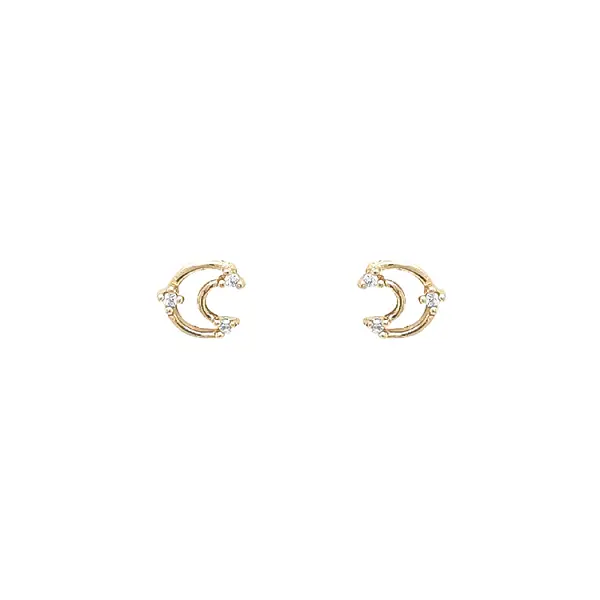 Gold Earrings Crescent with Zircones