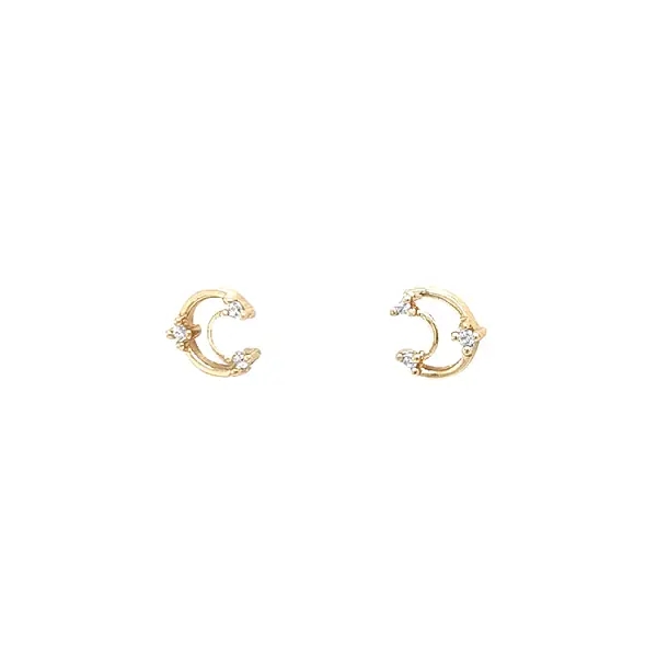 Gold Earrings Crescent with Zircones