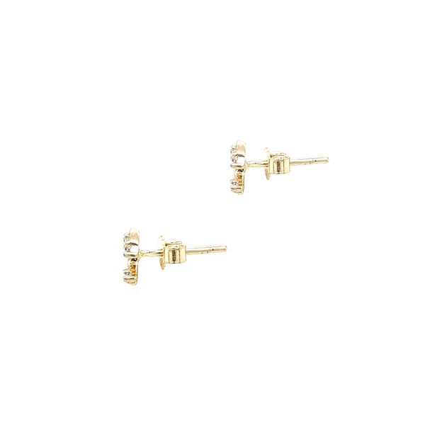 Gold Earrings Crescent with Zircones